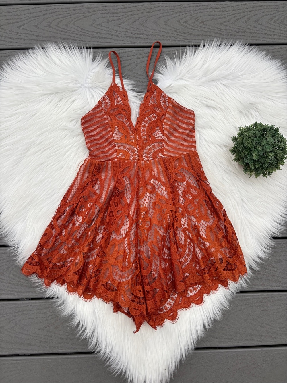 Solaris Orange Lace Romper